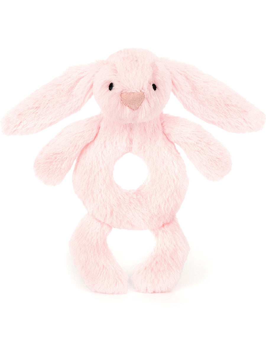 Soft pink bunny ring rattle