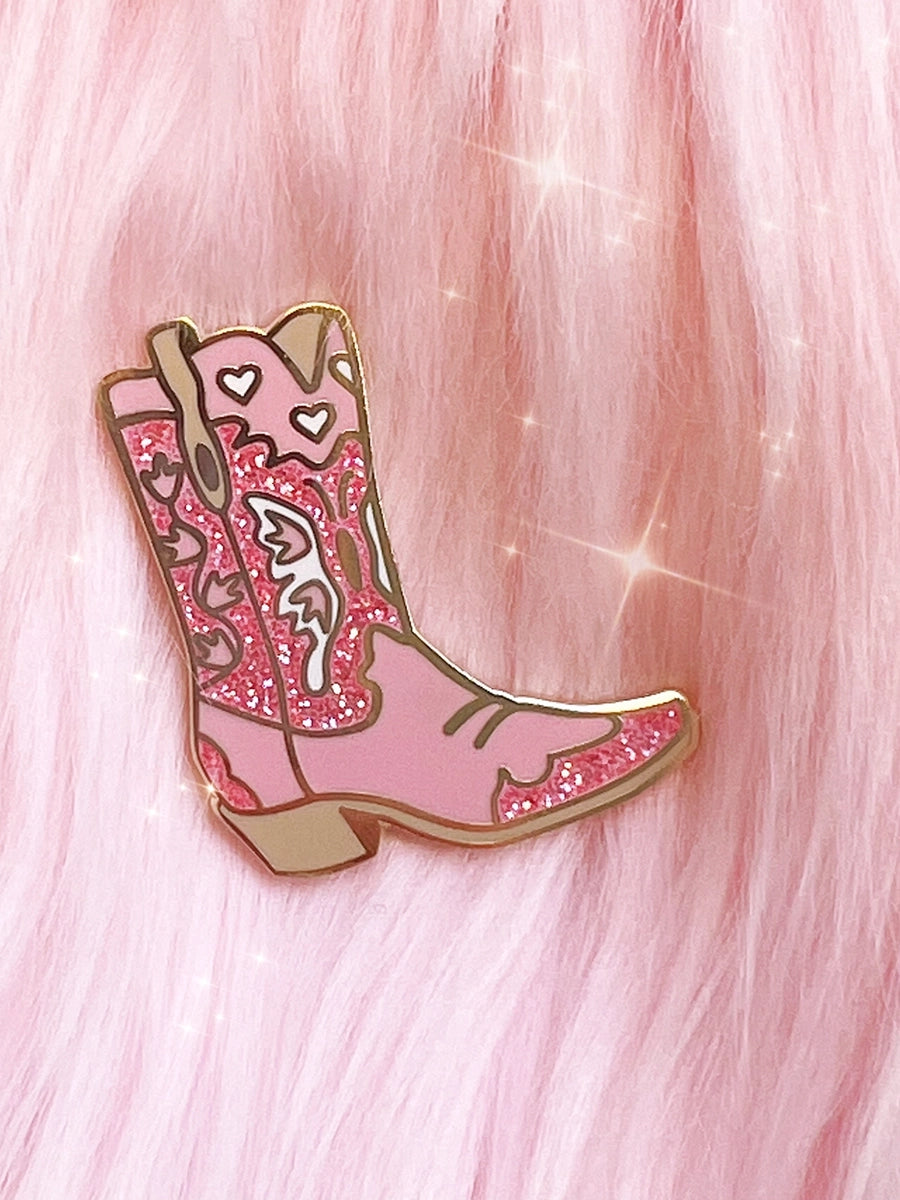 Sparkly Pink Cowgirl Boot Pin