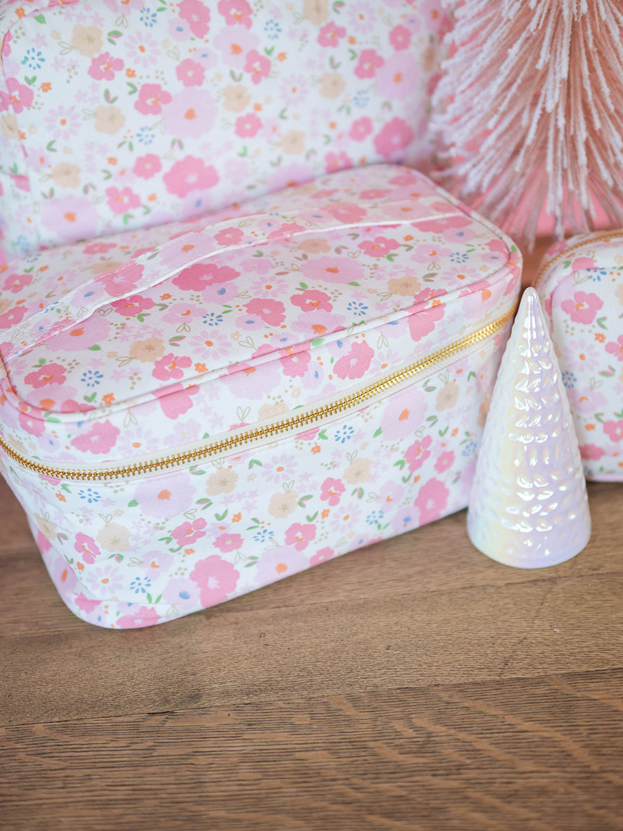 Pink Floral Makeup Case