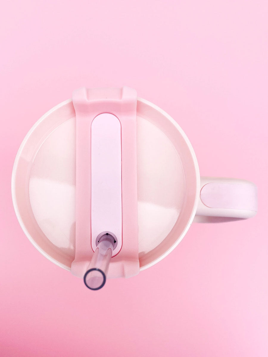 Large Pink Tumbler with Straw