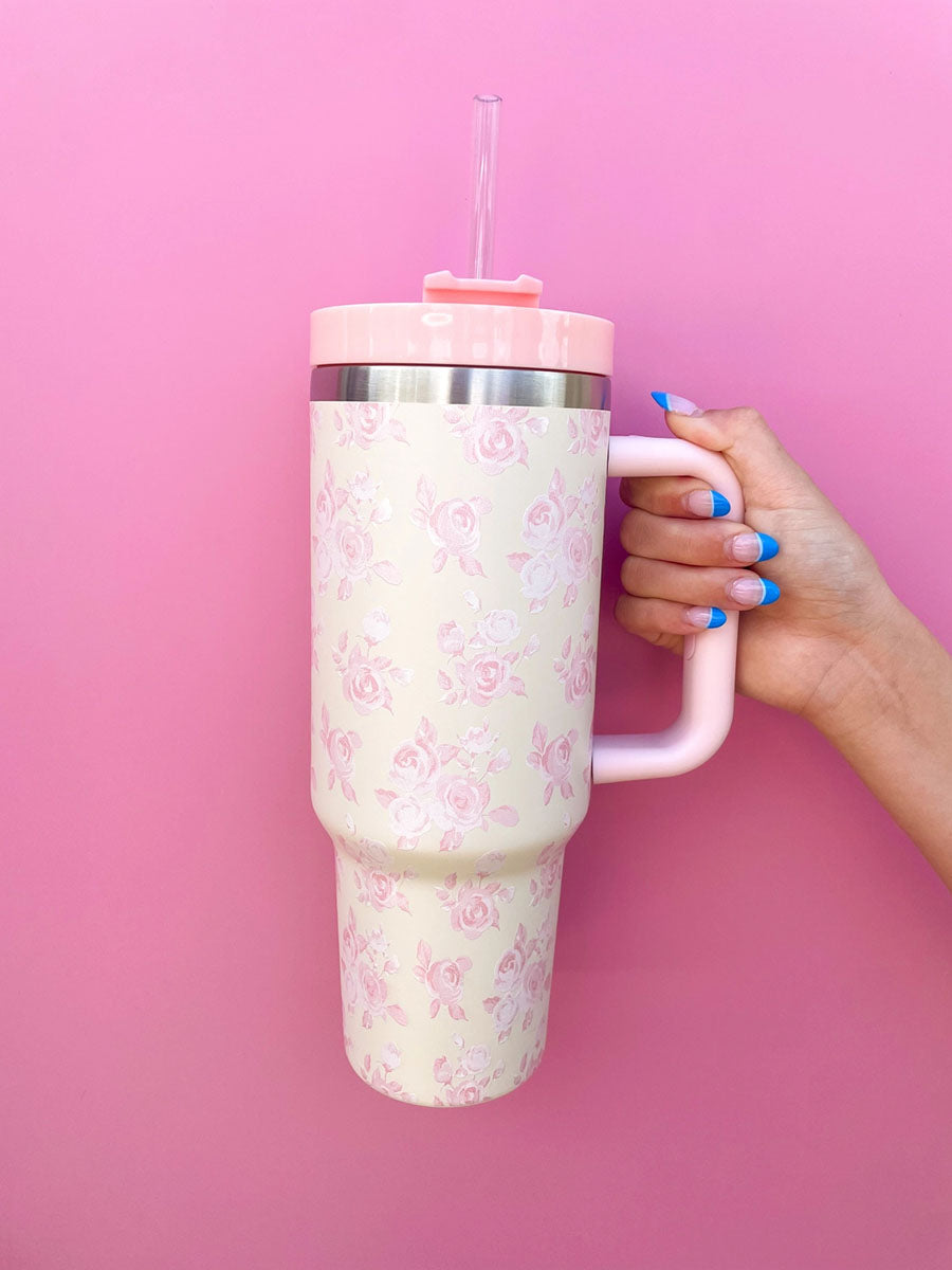 Pink Floral 40 oz. Tumbler