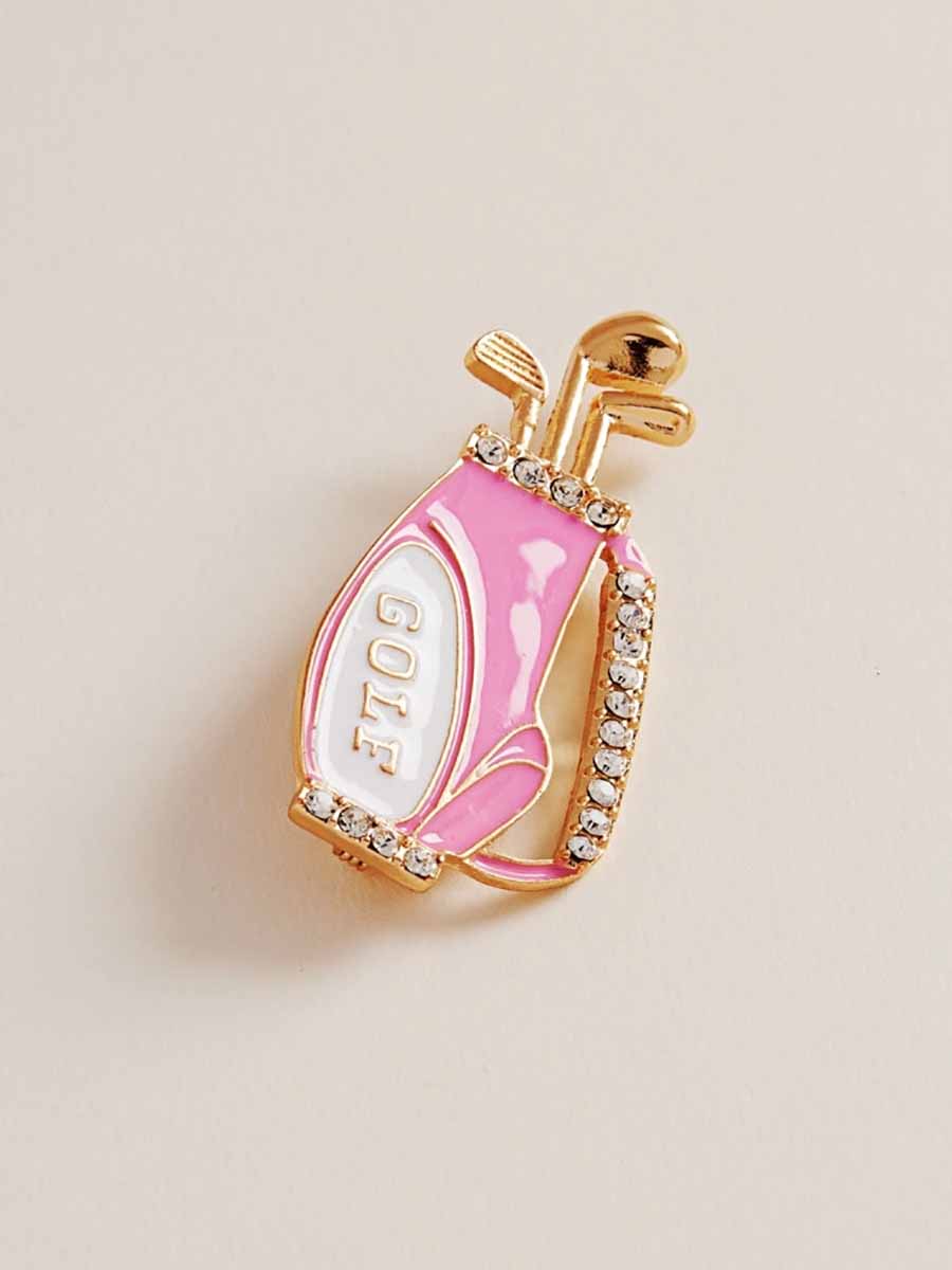 Pink Golf Bag with Clubs Brooch Pin