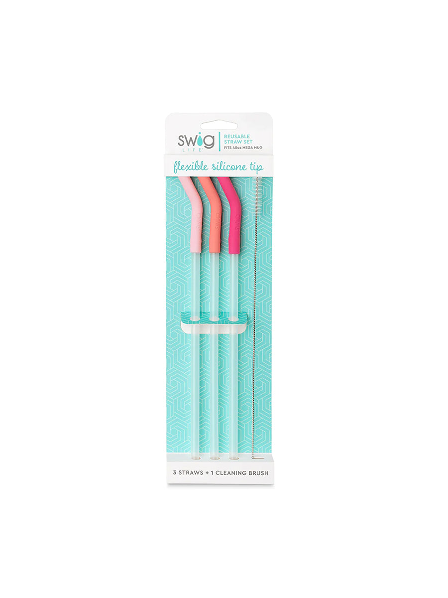 Pink Reusable Straw Set
