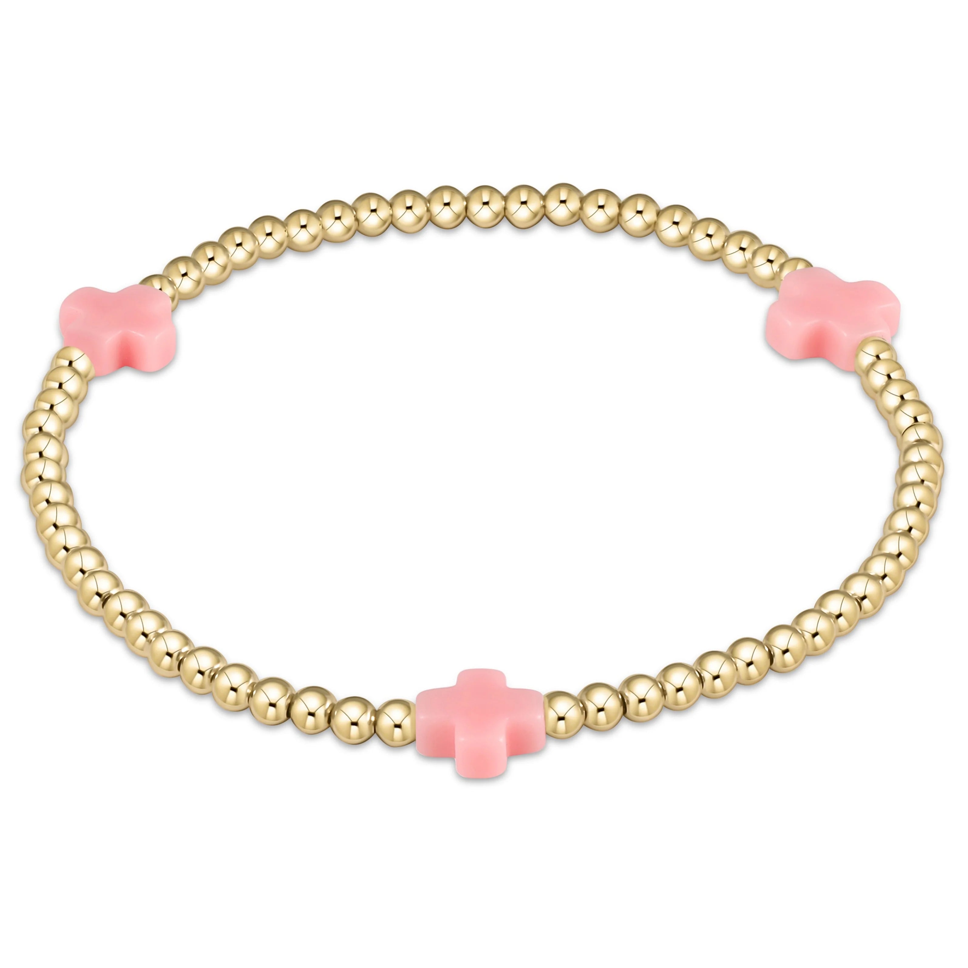 Gold Signature Cross 3mm Bracelet (14 Colors)