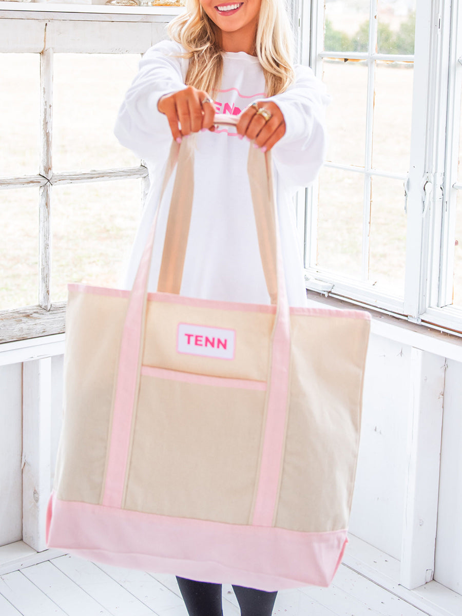Canvas Tote with TENN patch in Pink