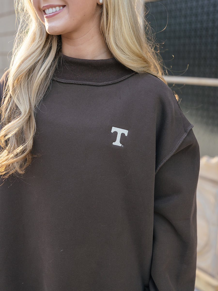 Brown Mock Neck w/ Embroidered "Power T"