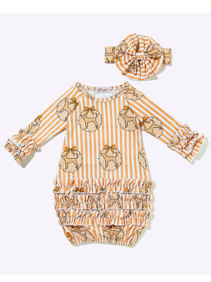 Tennessee Preppy Stripe Baby Gown