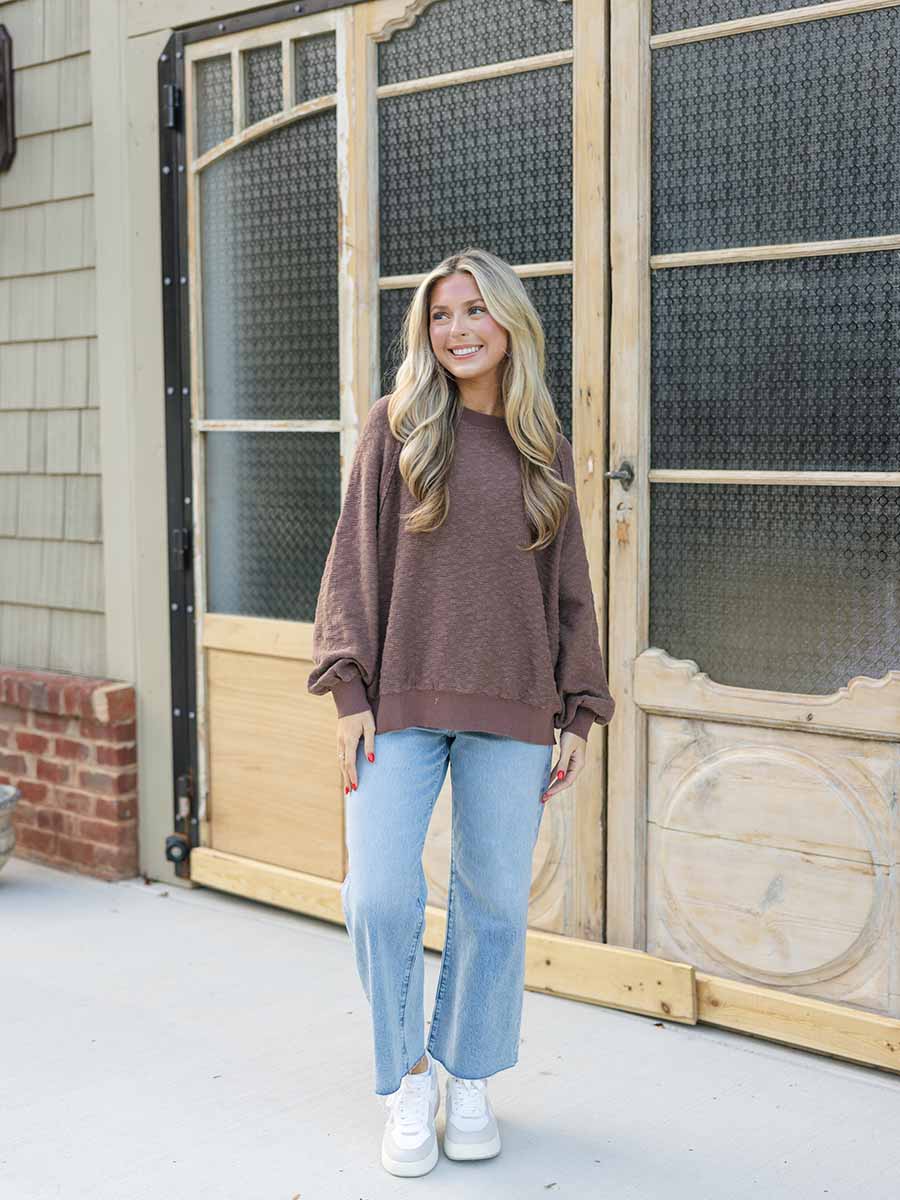 Brown Textured Sweatshirt