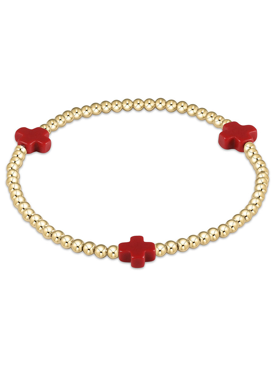 Gold Signature Cross 3mm Bracelet (14 Colors)