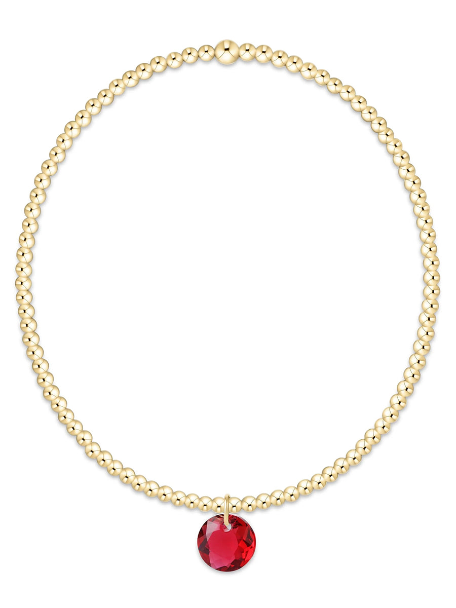 Classic Gold 2mm Bracelet-Small Reflection Charm (12 Colors)