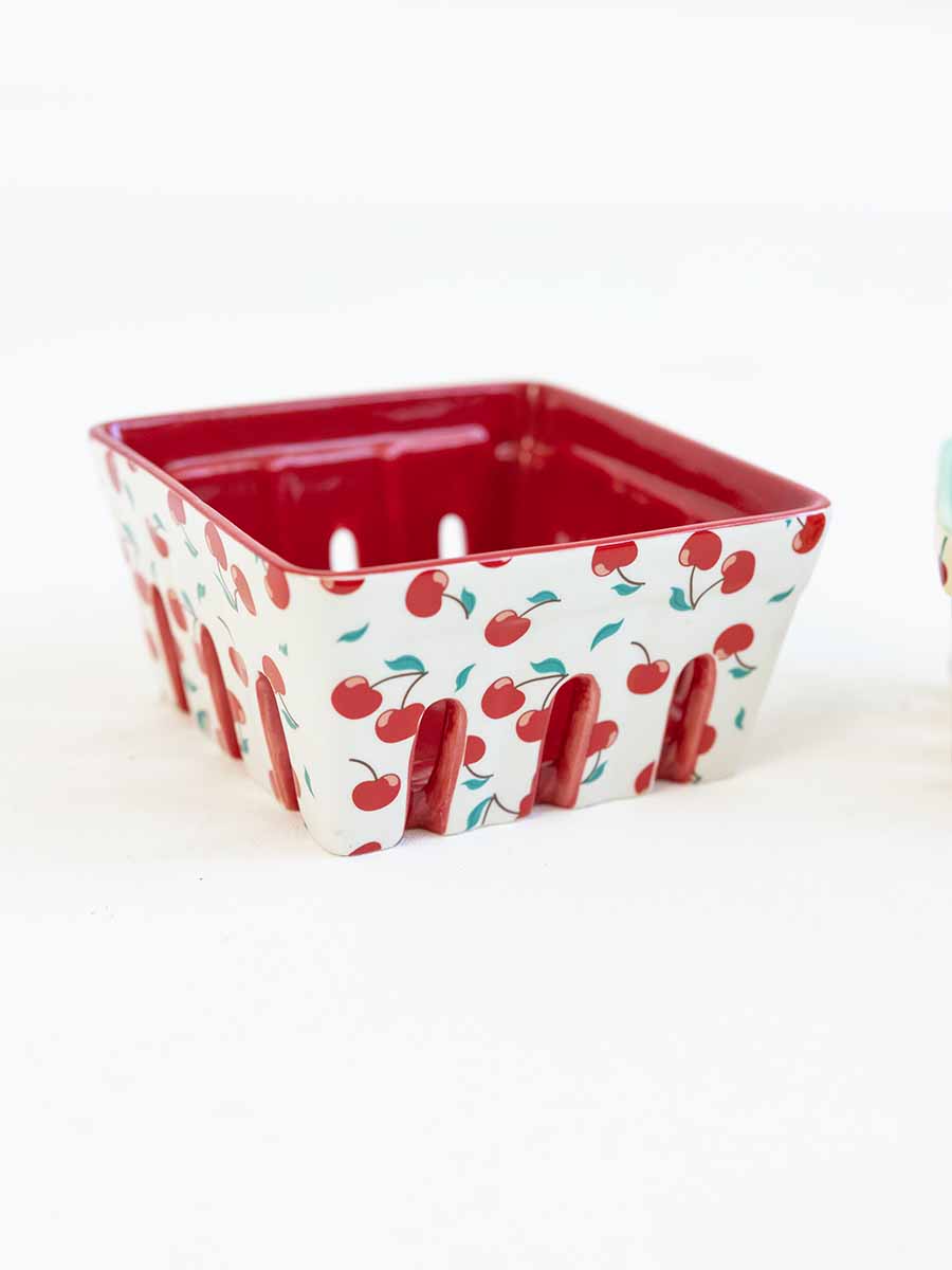 Ceramic Cherry Berry Basket