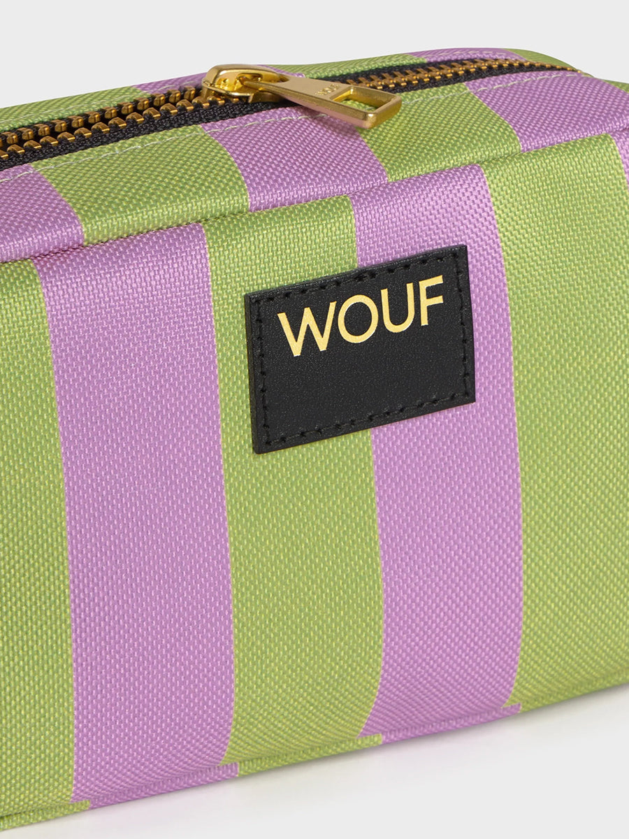 Striped WOUF makeup bag