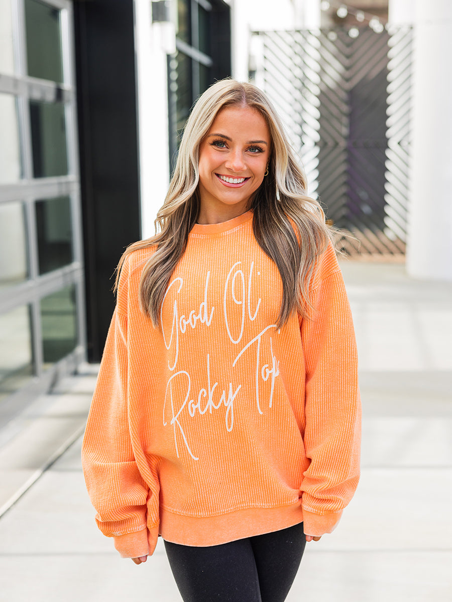 Orange "Good Ol' Rocky Top" Corded Crew Sweatshirt