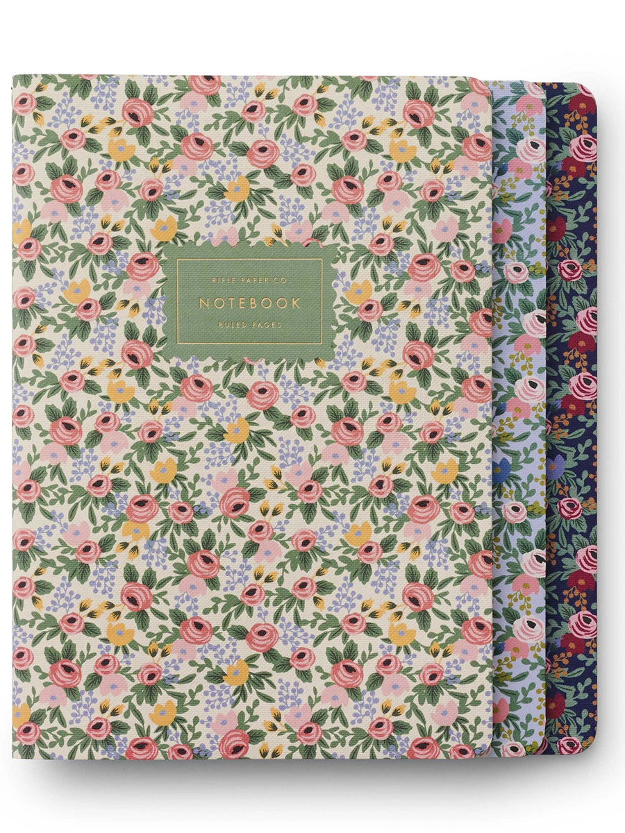 3 floral ruled notebooks