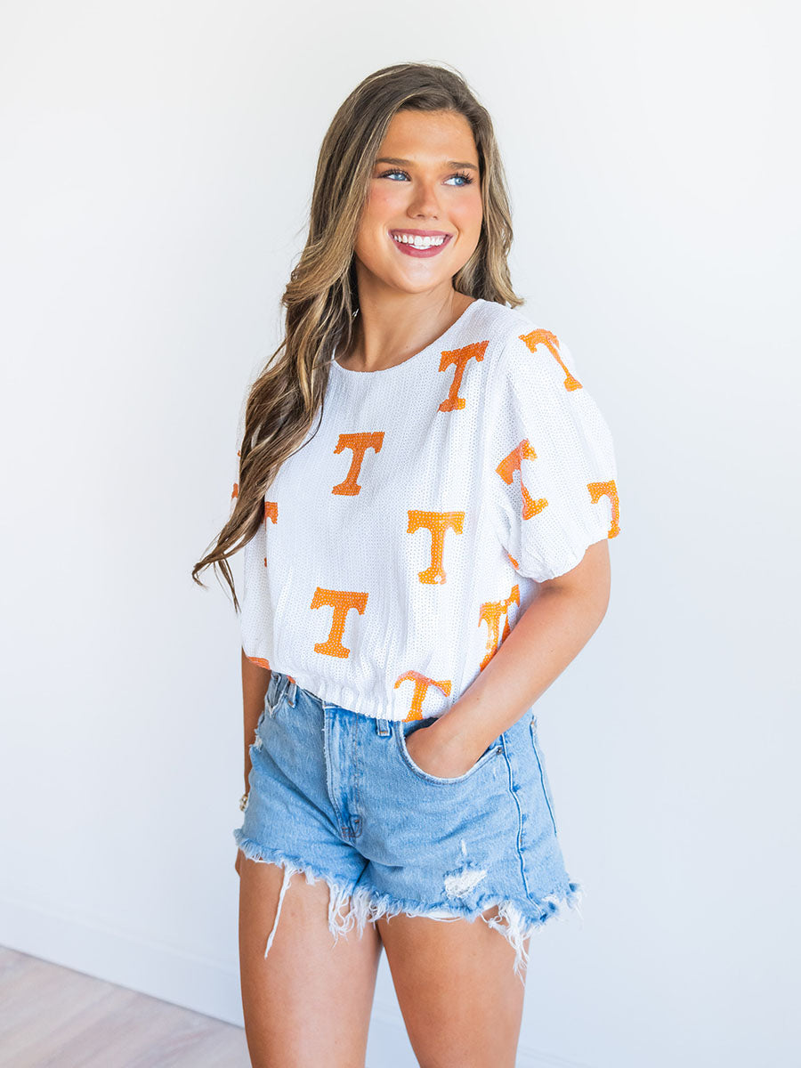 Sequin Power T Top