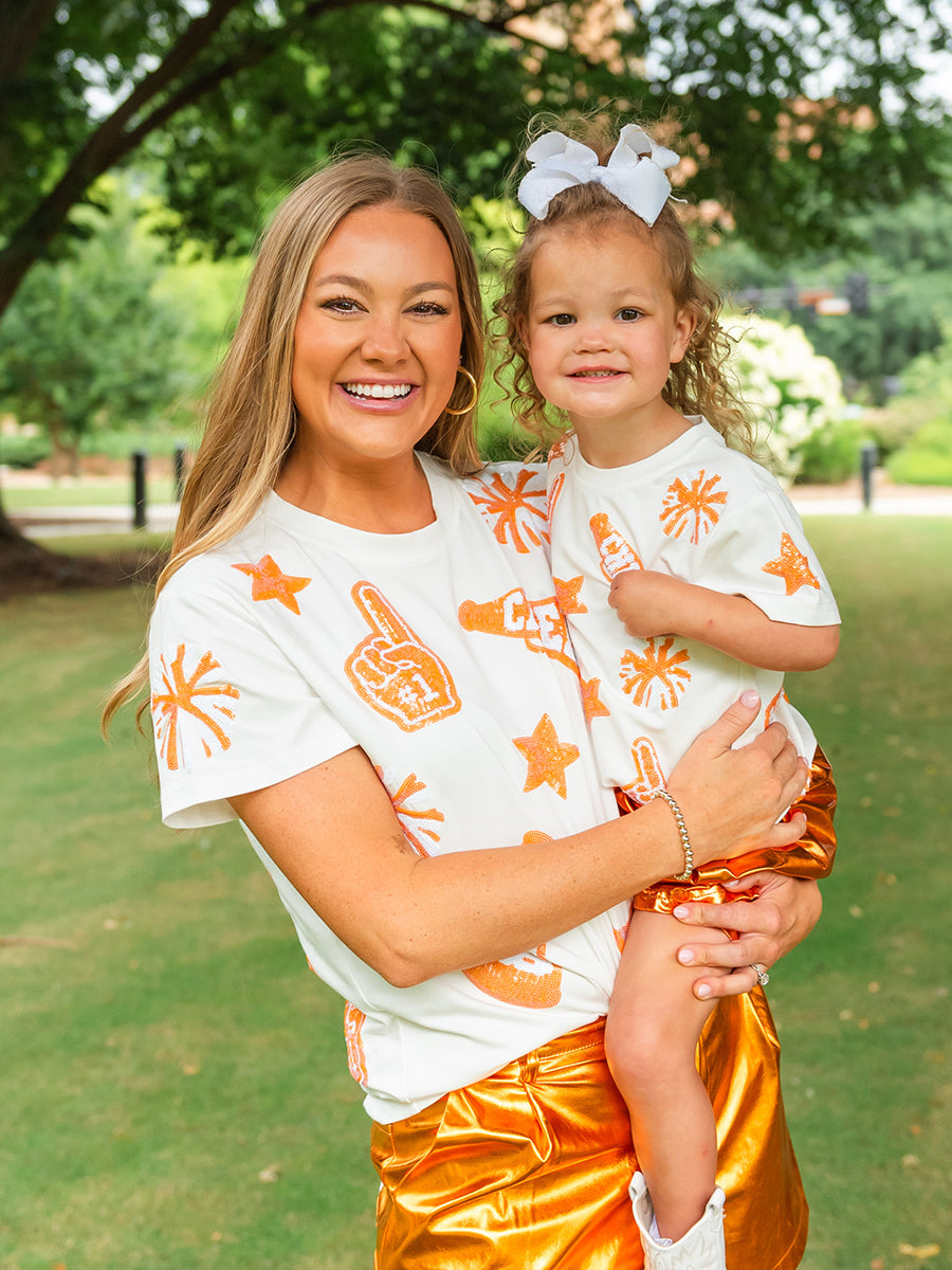 Orange and White Cheer Shirt (Adult)