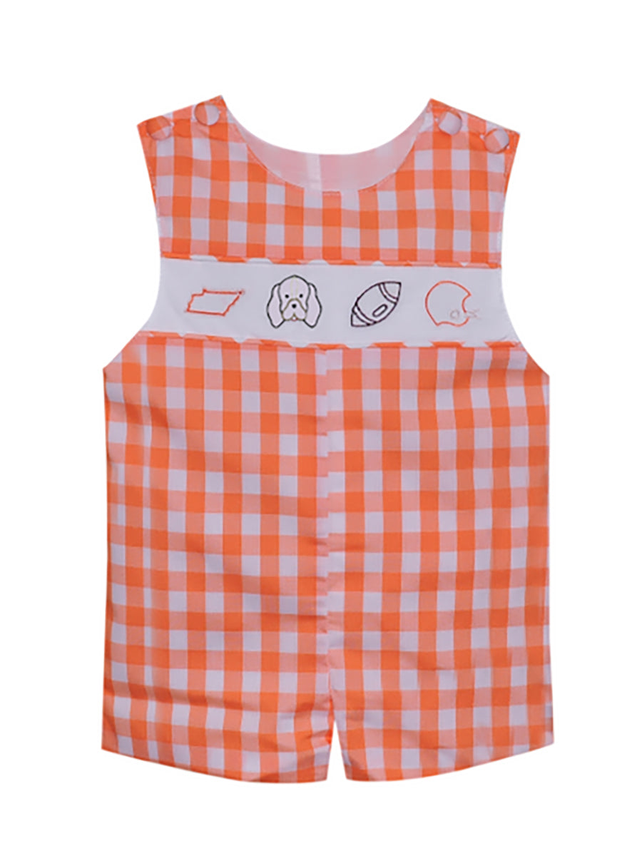 Orange and White Checked Boys Romper