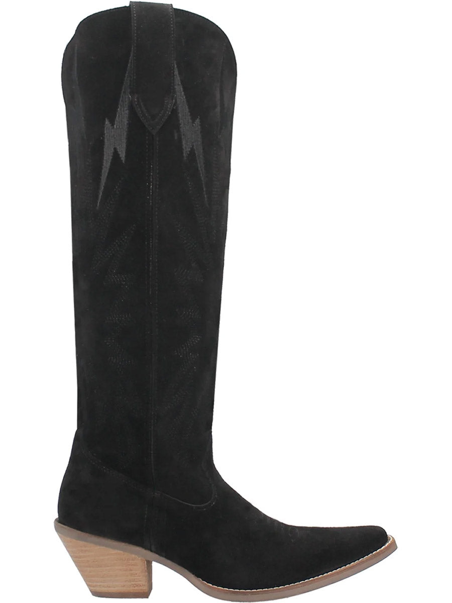 Black Suede Tall Western Boots