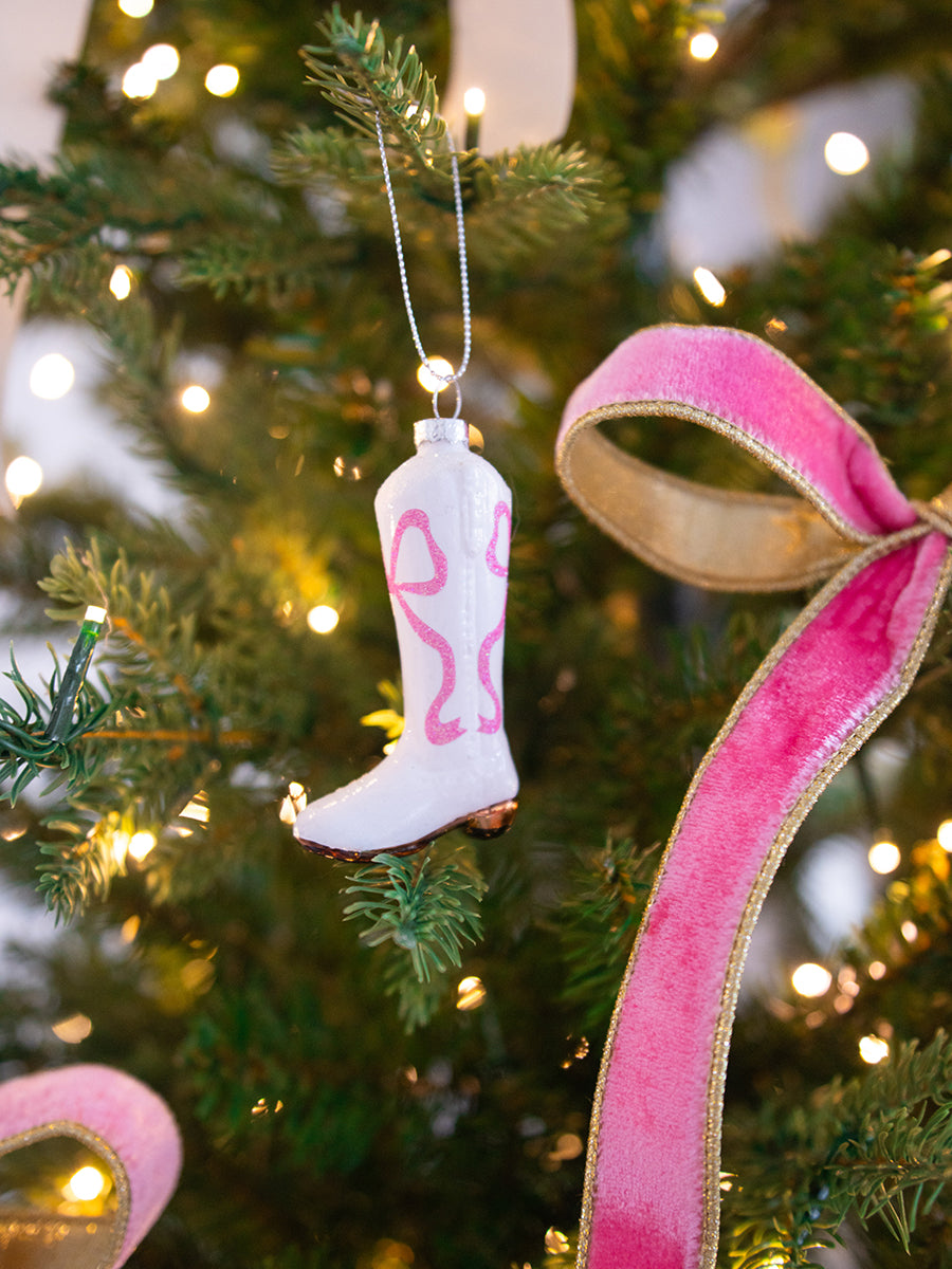 Pink Bow Cowboy Boot Ornament