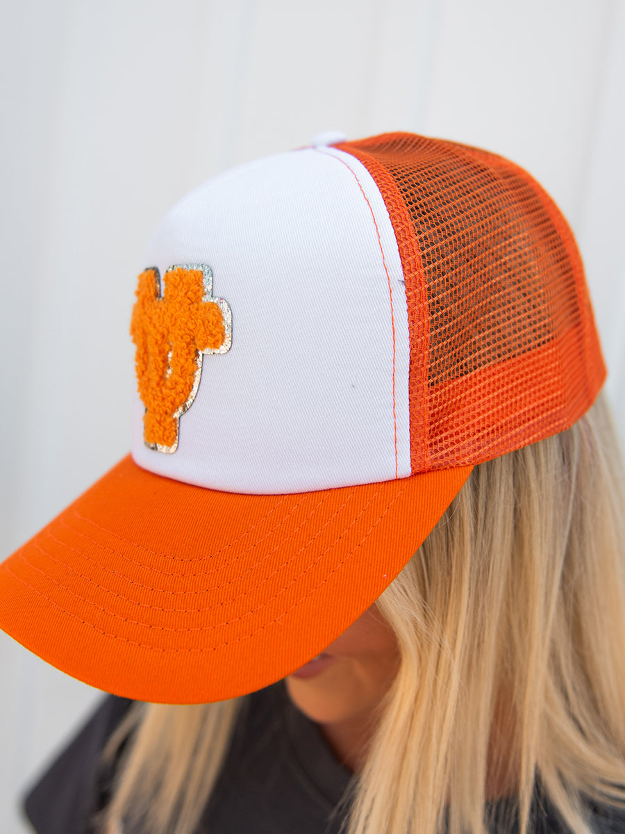 Orange and White Mesh Cap