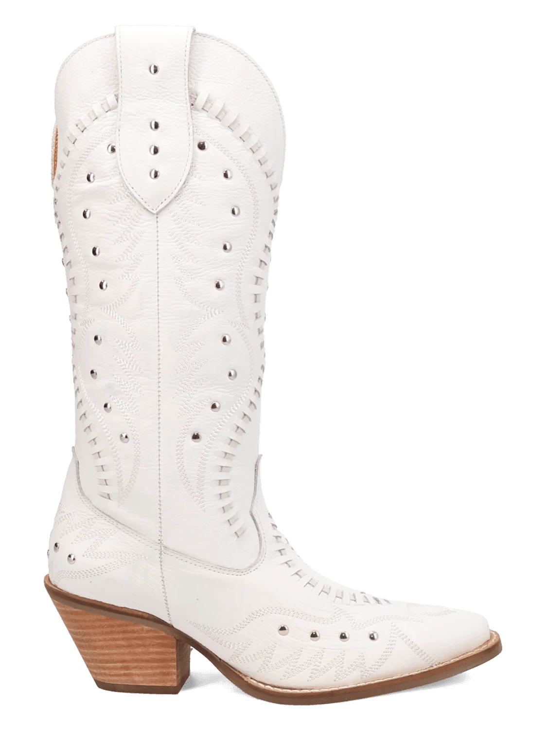 White leather studded boot