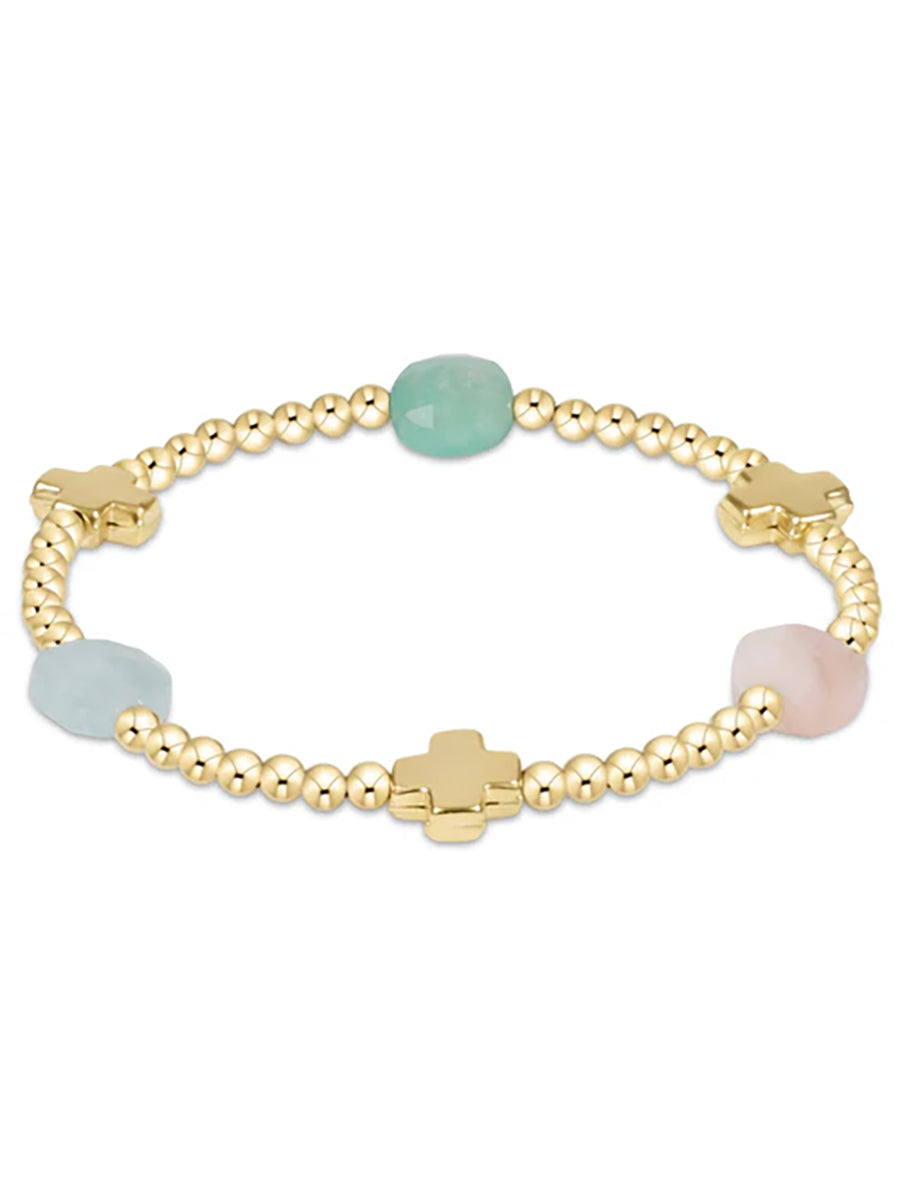 Signature Cross Admire 3mm Bead Gemstone Bracelet (11 Colors)