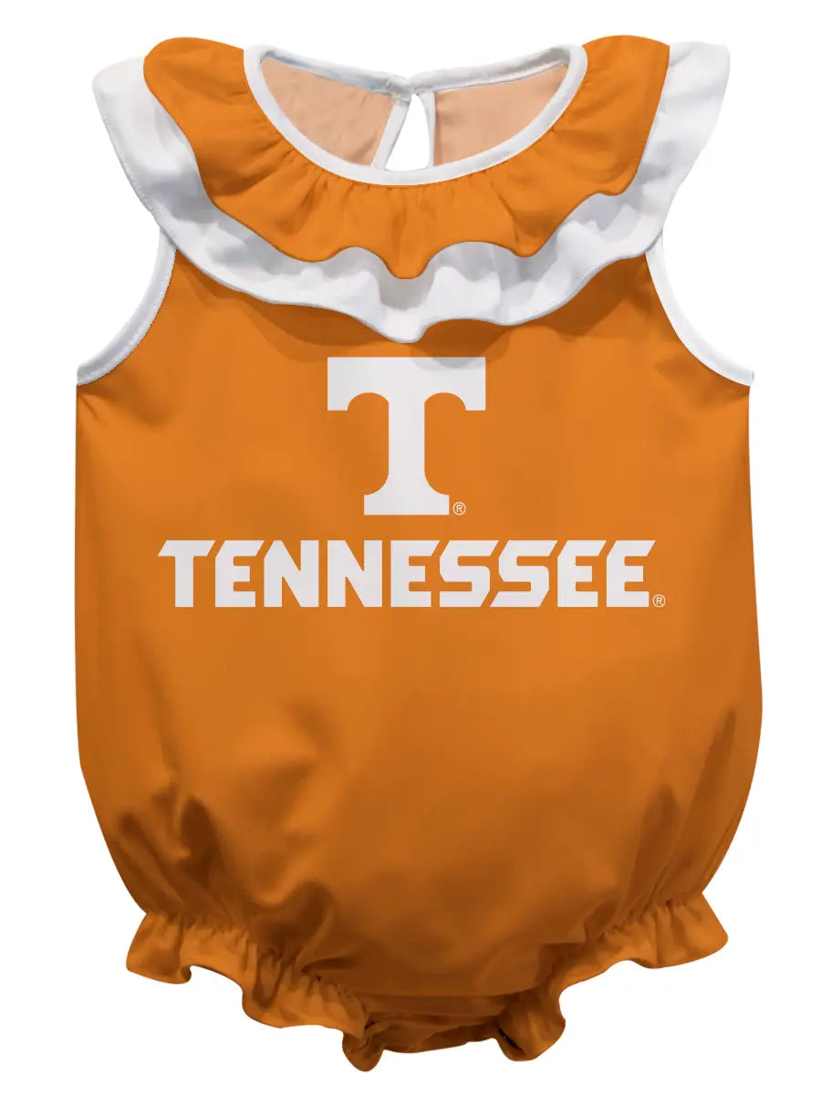Orange Tennessee Sleeveless Ruffle Onesie