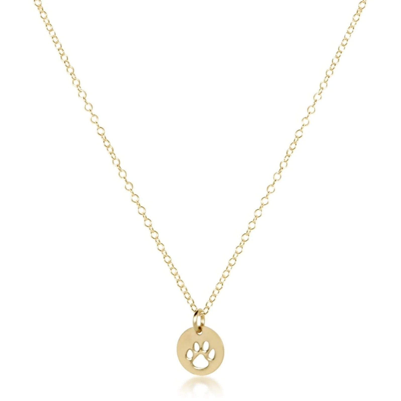 16" Paw Print Small Gold Disc Necklace