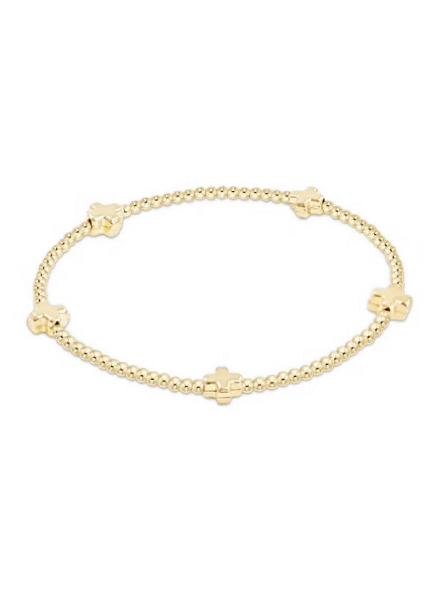 egirl Gold Small Signature Cross 2mm Bead Bracelet