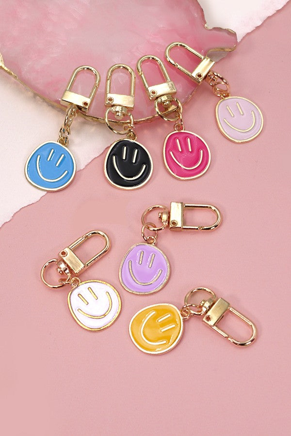 Enamel Smiley Face Keychain