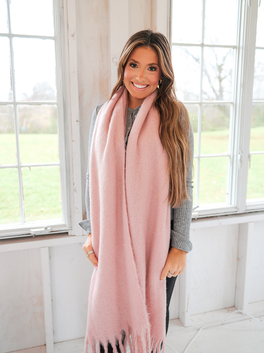 Plush Scarf with Fringe Blush **DOORBUSTER**