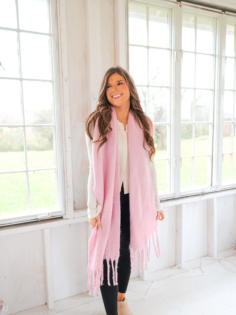 Plush Scarf with Fringe Blush **DOORBUSTER**
