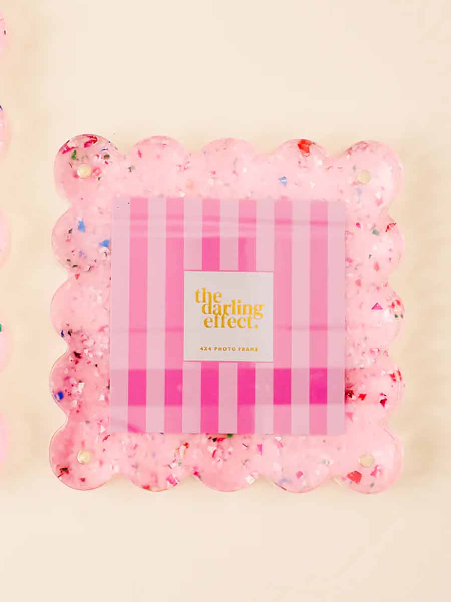 Pink confetti square frame