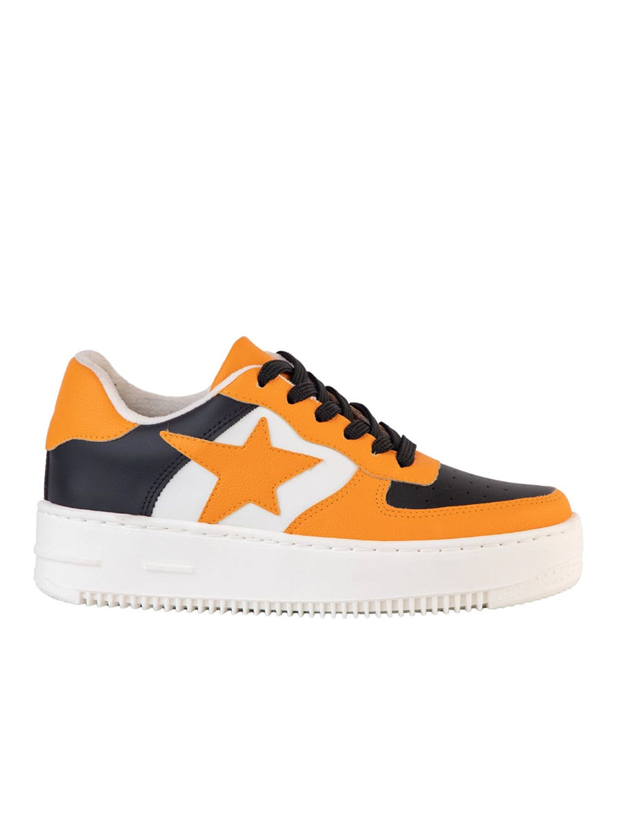 Orange and Black Sneakers with Orange Star