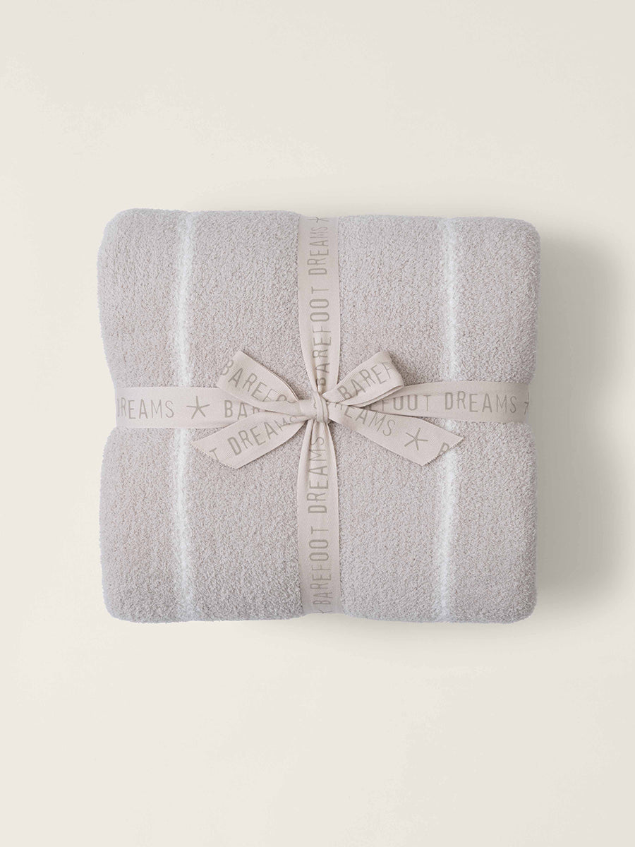 CozyChic® Pinstripe Bed Blanket, Stone/Pearl