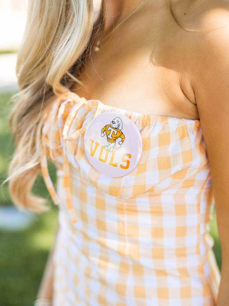 Orange Checked Game Day Mini Dress