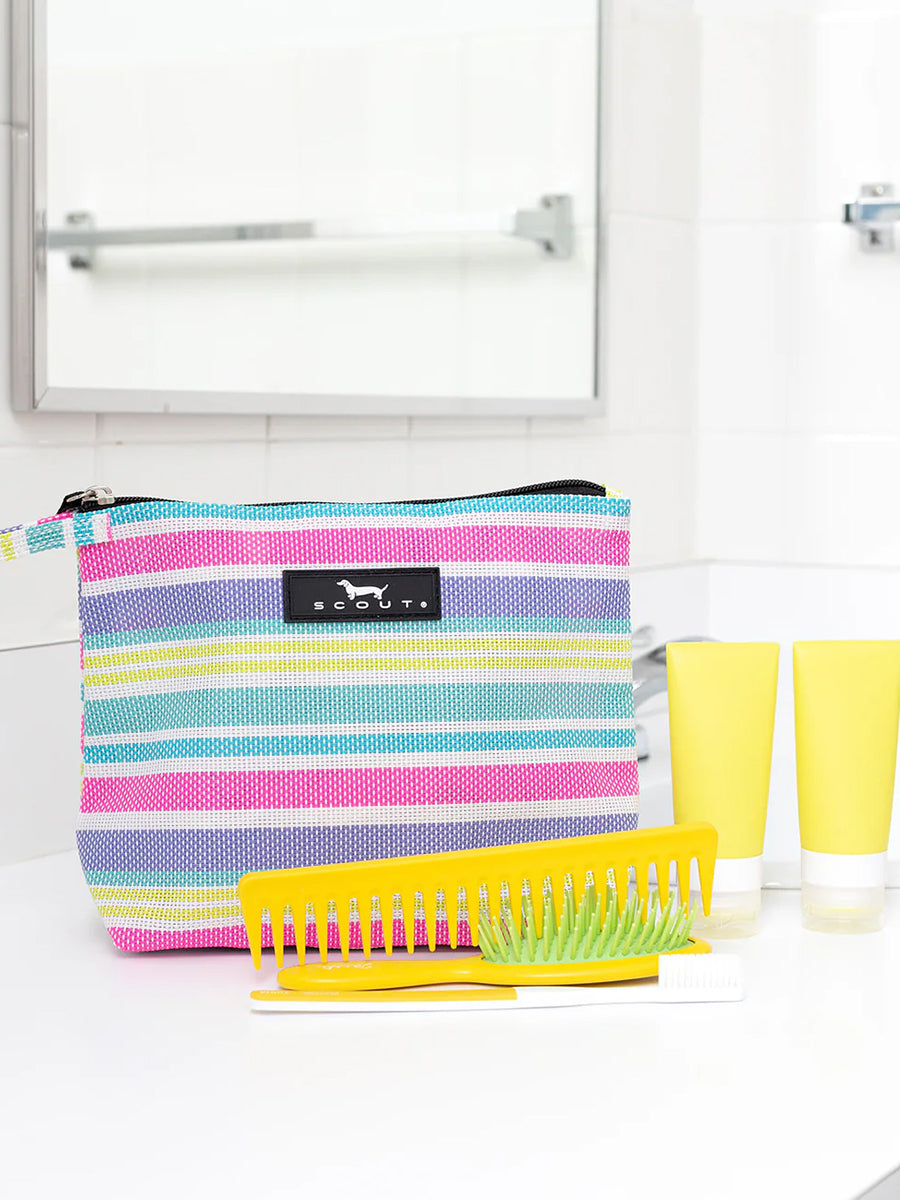 Striped zippered travel case