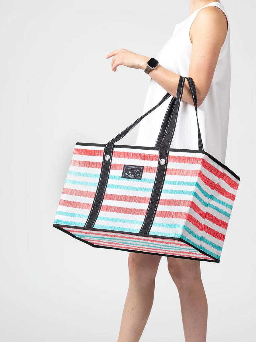 Woman Carrying Big Beach Tote Bag