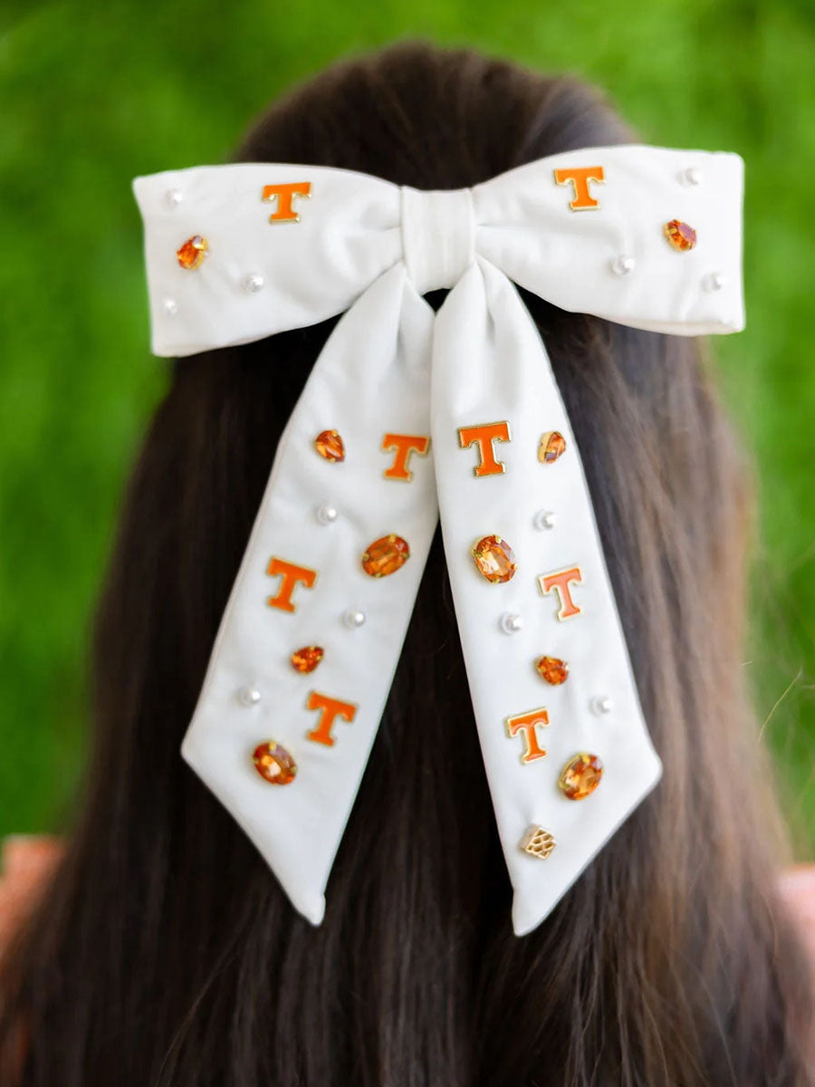 Tennessee White Bow Barrette
