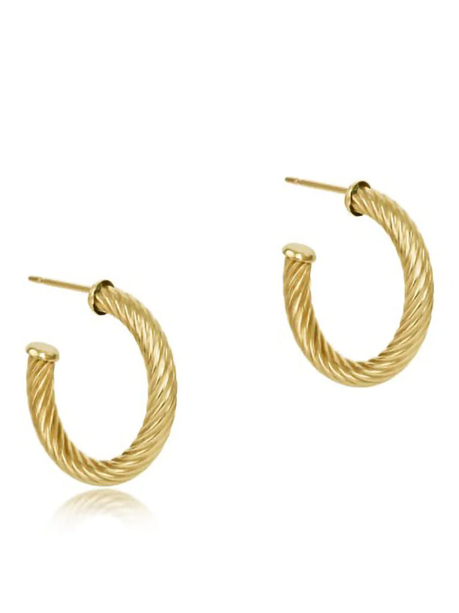 Textured Twist Post Hoop Earring 4mm (1.125")