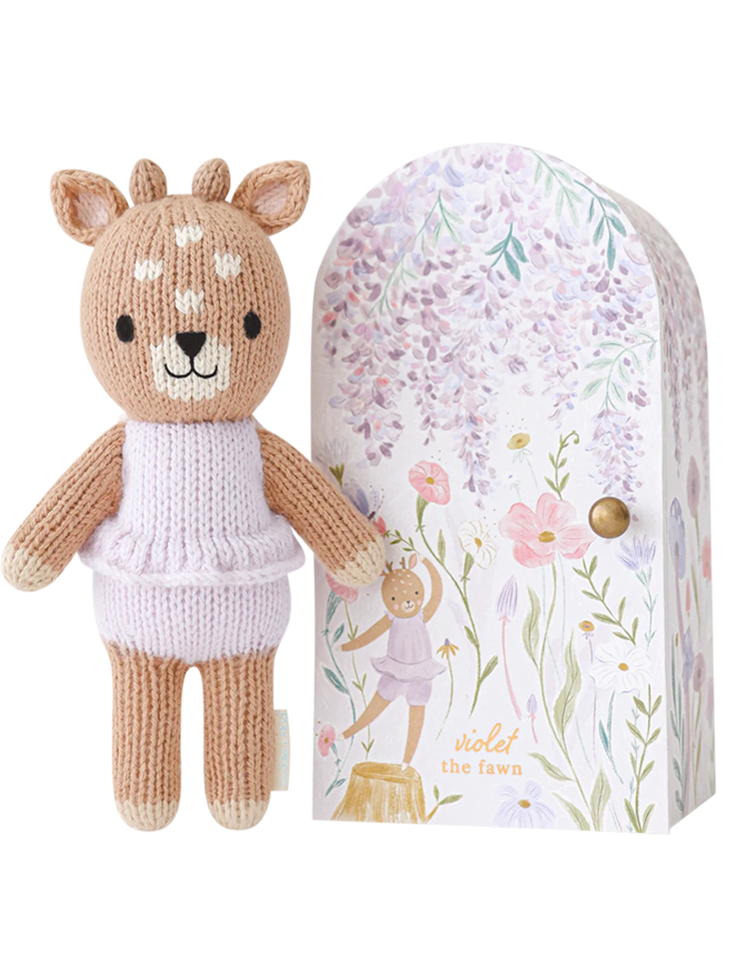 Stuffed deer toy with floral case