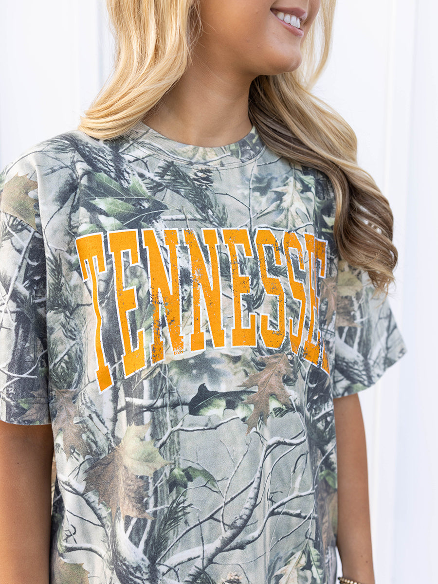 TENNESSEE Arched Letters Camo Tee
