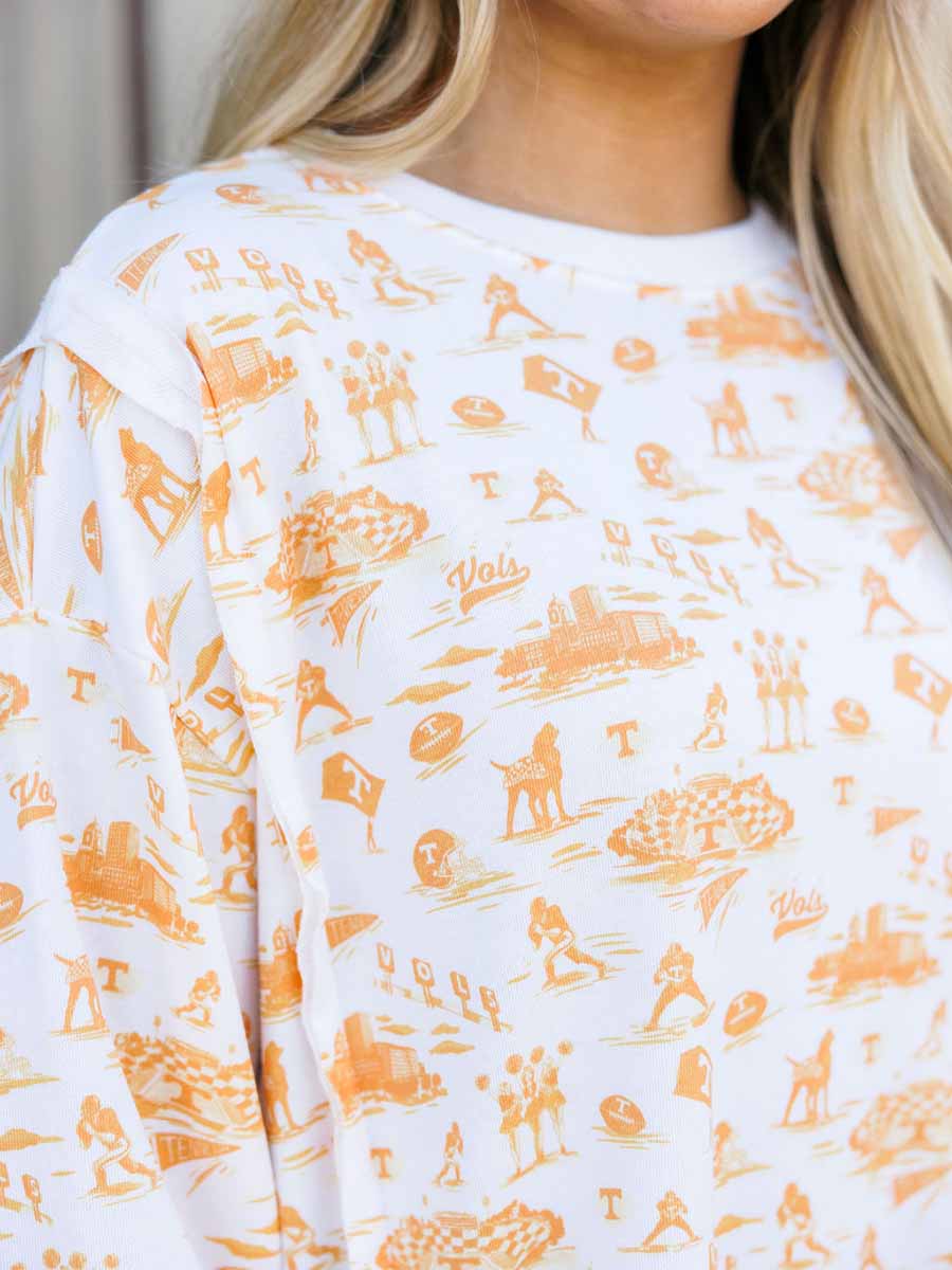 Orange Tennessee Toile Pattern Pullover