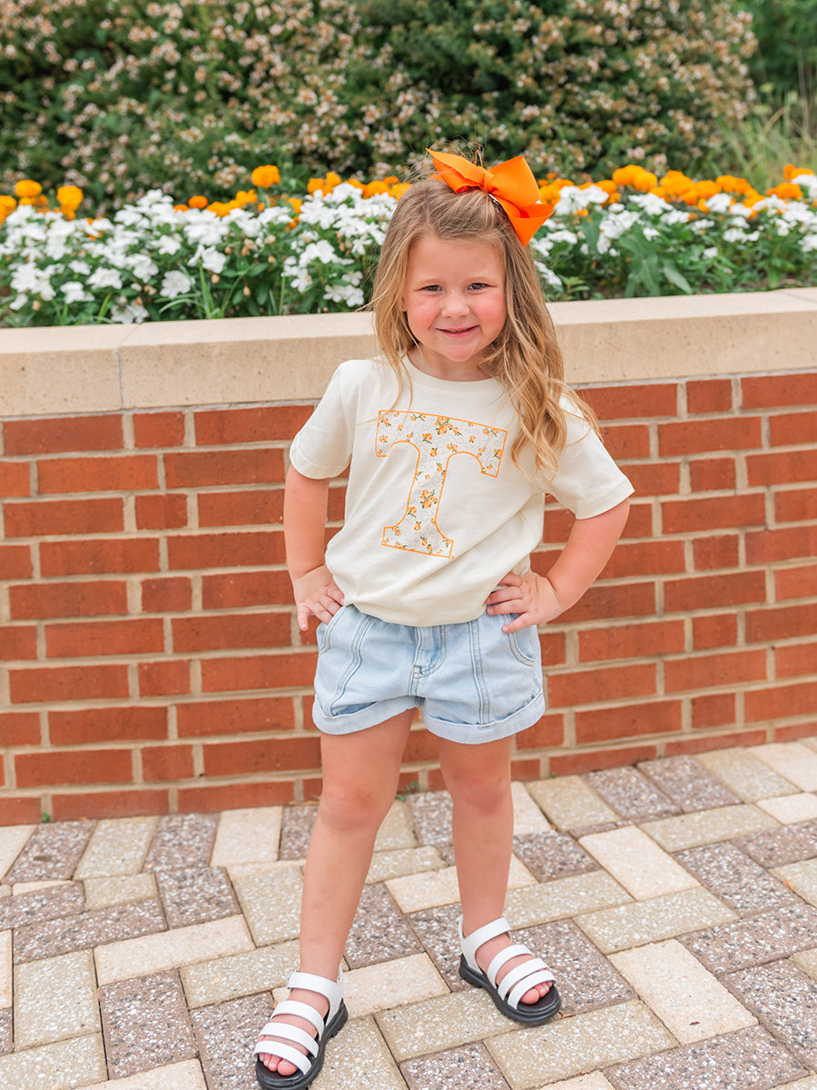 Kids Orange Floral Power T T-Shirt