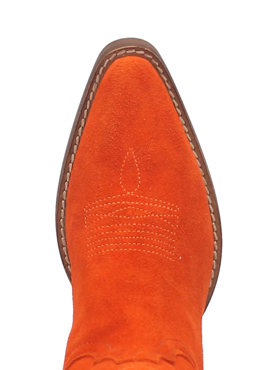 Orange Suede Leather Boots