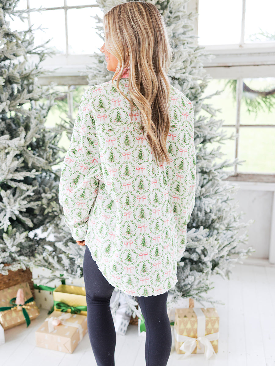 Corduroy Christmas Tree Color Block Jacket