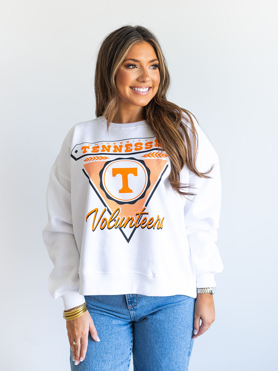 white sweatshirt with Tennessee Volunteers design