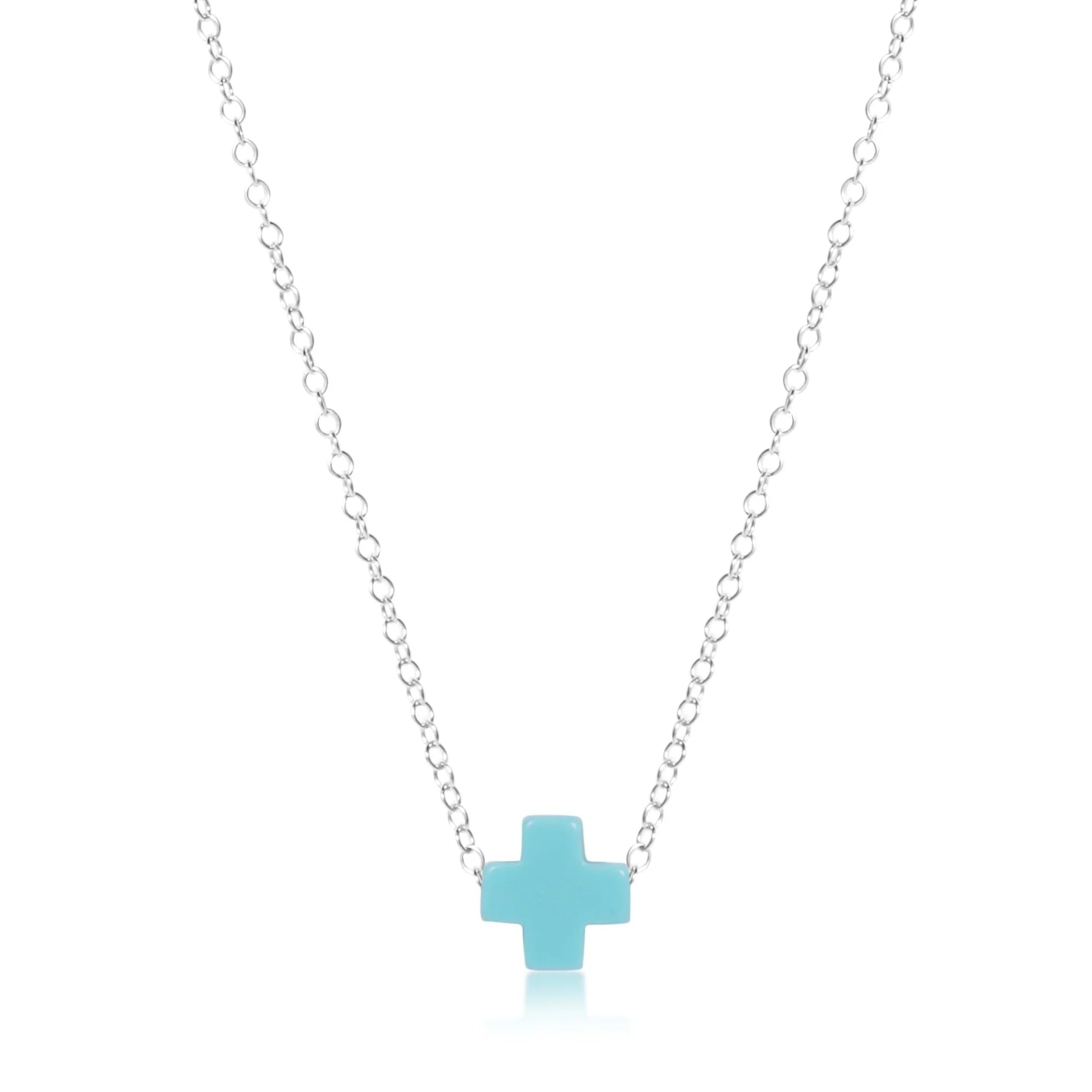 16" Signature Cross Necklace, Sterling (4 Colors)