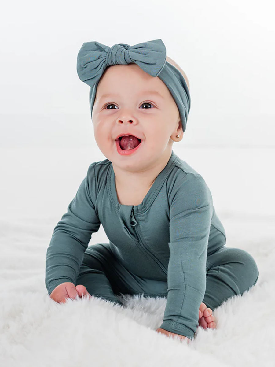 teal bamboo baby sleeper