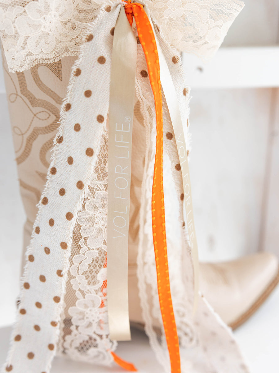 Polka dot and VOL for LIFE Boot Bow